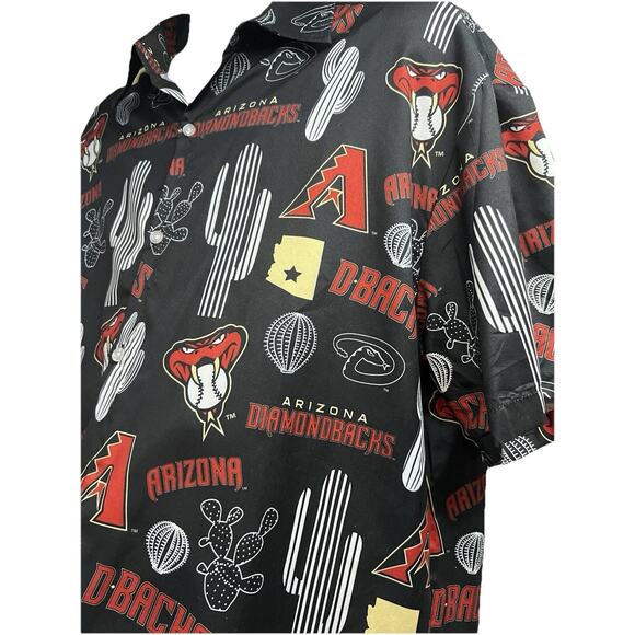 Arizona Diamondbacks MLB Baseball Mens Black Graphic Hawaiian Button Up Shirt XL - Picture 5 of 7